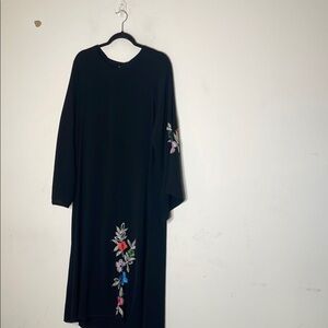 Embellished Blue and Black Dolman Sleeve Dress